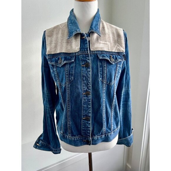 Vintage Abercrombie Jean Jacket sz L Pendeleton Wool ICONIC Cyndy Love Aspen - Picture 6 of 9